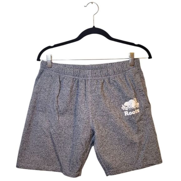 Roots Women's Heathered Grey Logo Drawstring Shorts Size S - Picture 1 of 7